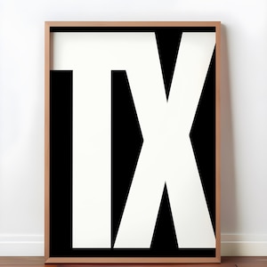 Minimal Texas Print, TX Poster, B&W Texas Wall Art, Texas State Decor, Modern Texas Poster, Minimal Wall Print, TX Wall Art Digital Download