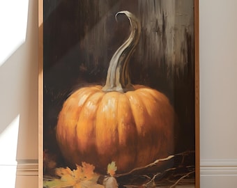 Pumpkin Printable Art, Rustic Fall Wall Decor, Vintage Fall Wall Decor, Rustic Farmhouse Printable Wall Art, Thanksgiving Print
