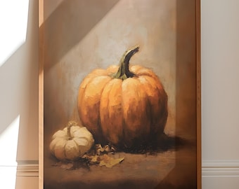 Pumpkin Printable Art, Rustic Fall Print, Vintage Fall Wall Decor, Farmhouse Decor, Country Autumn Wall Print, Thanksgiving Print