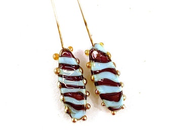 Paddle Style Headpin Pair in Purple & Turquoise by Patty Lakinsmith