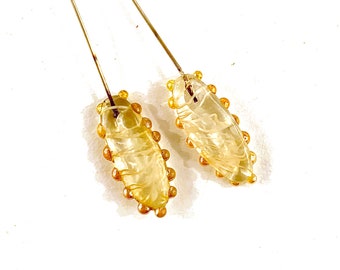 Paddle Style Headpin Pair in Clear, White, and Gold by Patty Lakinsmith