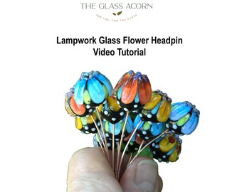 Lampwork Glass Tutorial, Flower Headpin Tutorial, Flameworking Video Lesson, Video Tutorial, lampwork video