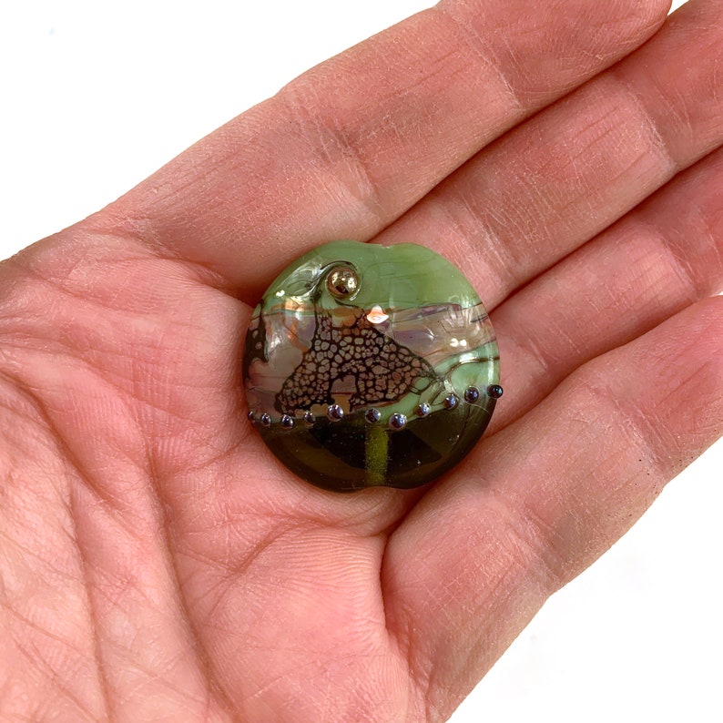 Green and Purple Floral Focal Bead by Patty Lakinsmith