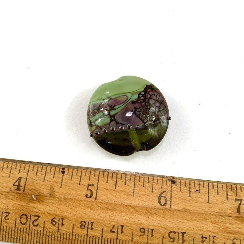 Green and Purple Floral Focal Bead by Patty Lakinsmith