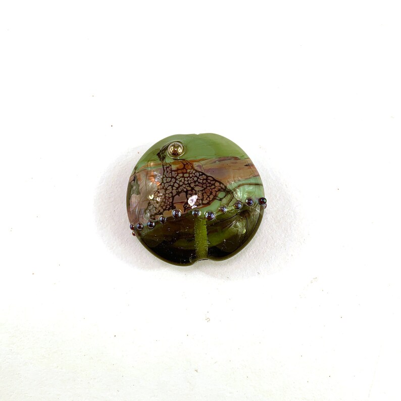 Green and Purple Floral Focal Bead by Patty Lakinsmith