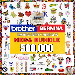 Embroidery Designs Mega Bundle 500,000+ | Machine Embroidery Files | pes, dst, jef, vp3, exp, hus | Instant Download