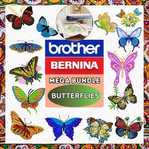 Embroidery Mega Bundle - BUTTERFLIES - PES files for Brother embroidery machines,embroidery designs | instant download
