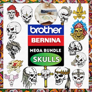 Embroidery Mega Bundle - SKULLS - PES files for Brother embroidery machines,embroidery designs | instant download