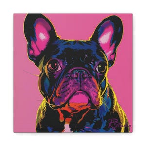 Pop Art Inspired French Bulldog Hot Pink Printed Canvas