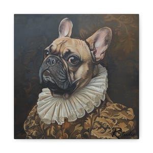 Renaissance Art Inspired French Bulldog Multi-Colored Printed Canvas
