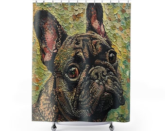 Von der Kunst inspirierter Duschvorhang mit französischer Bulldogge