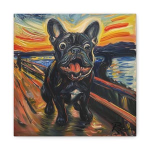 Fine Art Inspired French Bulldog Multi-Colored Printed Canvas