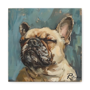 Fine Art Inspired French Bulldog Multi-Colored Printed Canvas