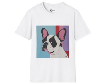 Von der Kunst inspiriertes Unisex-Softstyle-T-Shirt mit französischer Bulldogge