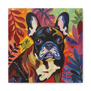Fine Art Inspired French Bulldog Multi-Colored Printed Canvas