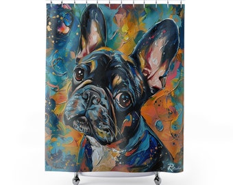 Von der Kunst inspirierter Duschvorhang mit französischer Bulldogge