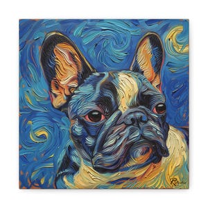 Fine Art Inspired French Bulldog Multi-Colored Printed Canvas