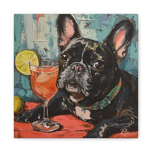 Fine Art Inspired French Bulldog Multi-Colored Printed Canvas