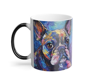 Feine Kunst inspirierte mehrfarbige Französische Bulldogge Farbmorphing Tasse, 11 Unze