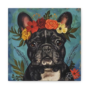 Fine Art Inspired French Bulldog Multi-Colored Printed Canvas