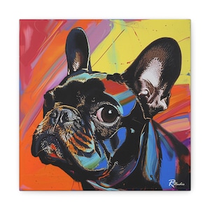 Pop Art Inspired French Bulldog Multi-Colored Printed Canvas
