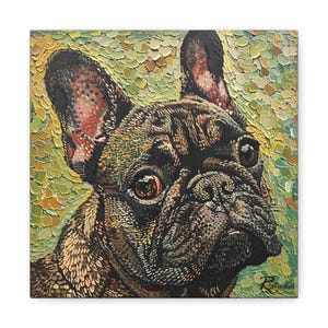 Fine Art Inspired French Bulldog Multi-Colored Printed Canvas