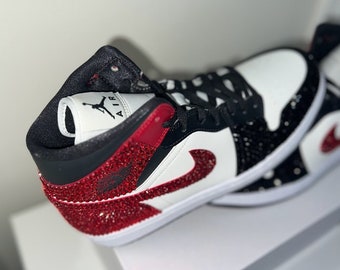 Customized, Blinged, Authentic Jordan 1 Mids, Rhinestone Sneakers, Bedazzled Nikes, Teen, prom shoe, Mother’s Day gift, Toddler, Kid, Adult