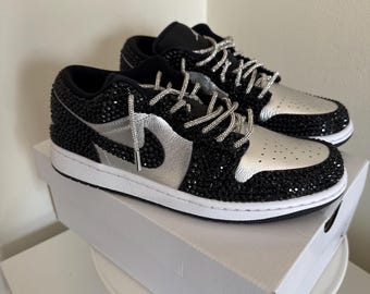 Custom Rhinestone Jordan 1 Lows, Dunks Sneakers: Bedazzled Nikes