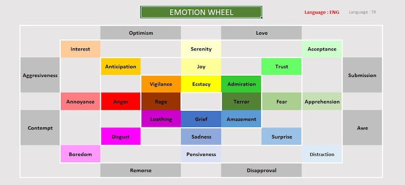 EMOTION WHEEL, Duygu Çarkı, Excel VBA, Recommendation, Mood, Ruh Hali ...