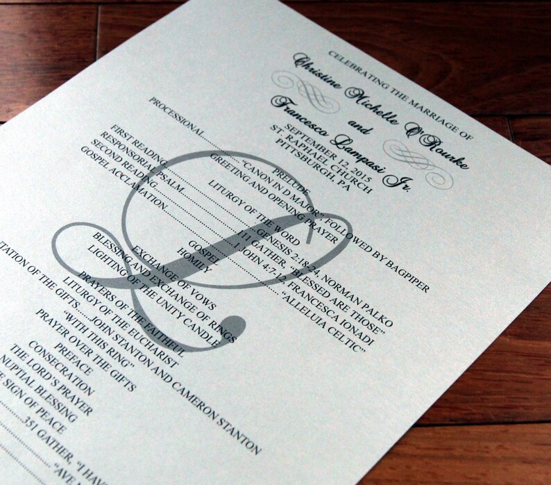 Double Sided Scroll Wedding Programs, full size image 3