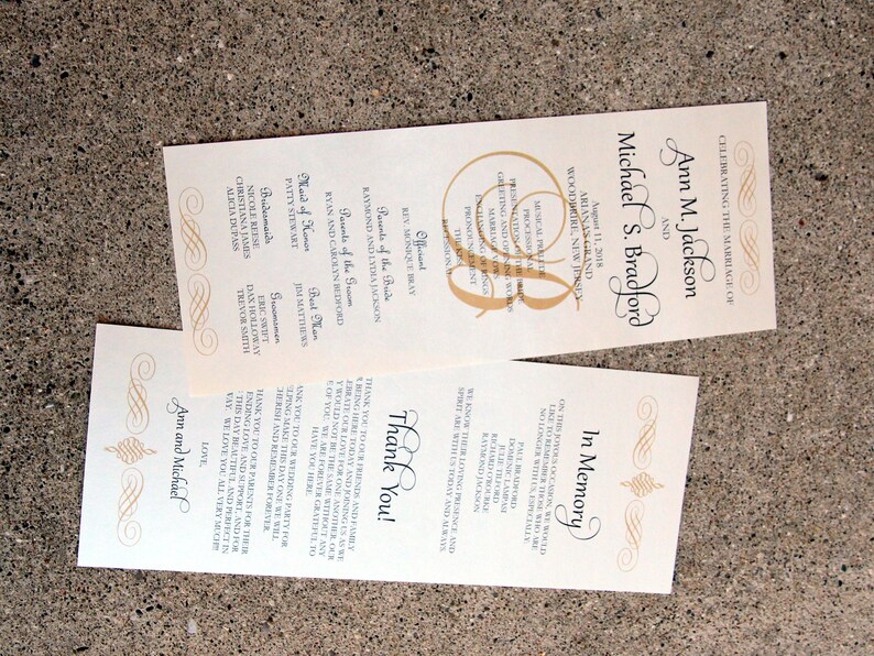 Double Sided Mini Scroll Wedding Programs image 3