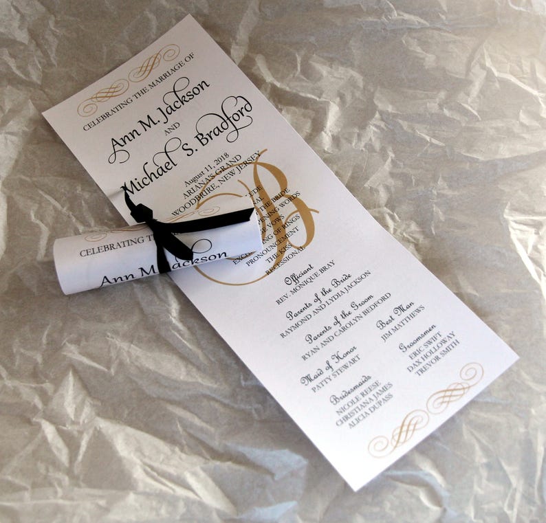 Double Sided Mini Scroll Wedding Programs image 2