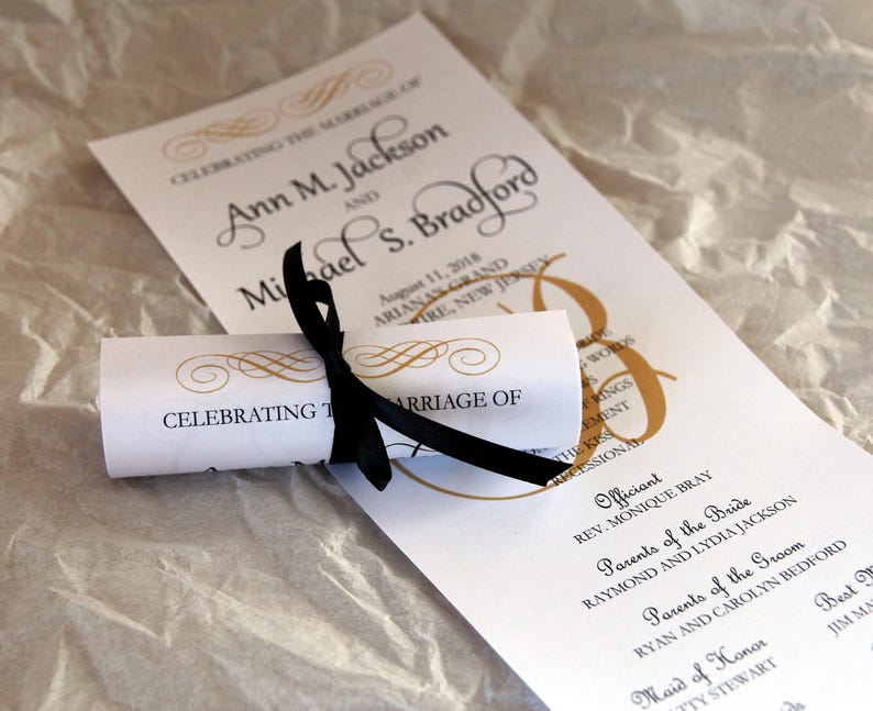 Double Sided Mini Scroll Wedding Programs image 1