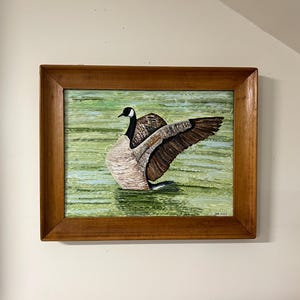 Framed Acrylic Goose Painting: Original Waterfowl Art on Canvas
