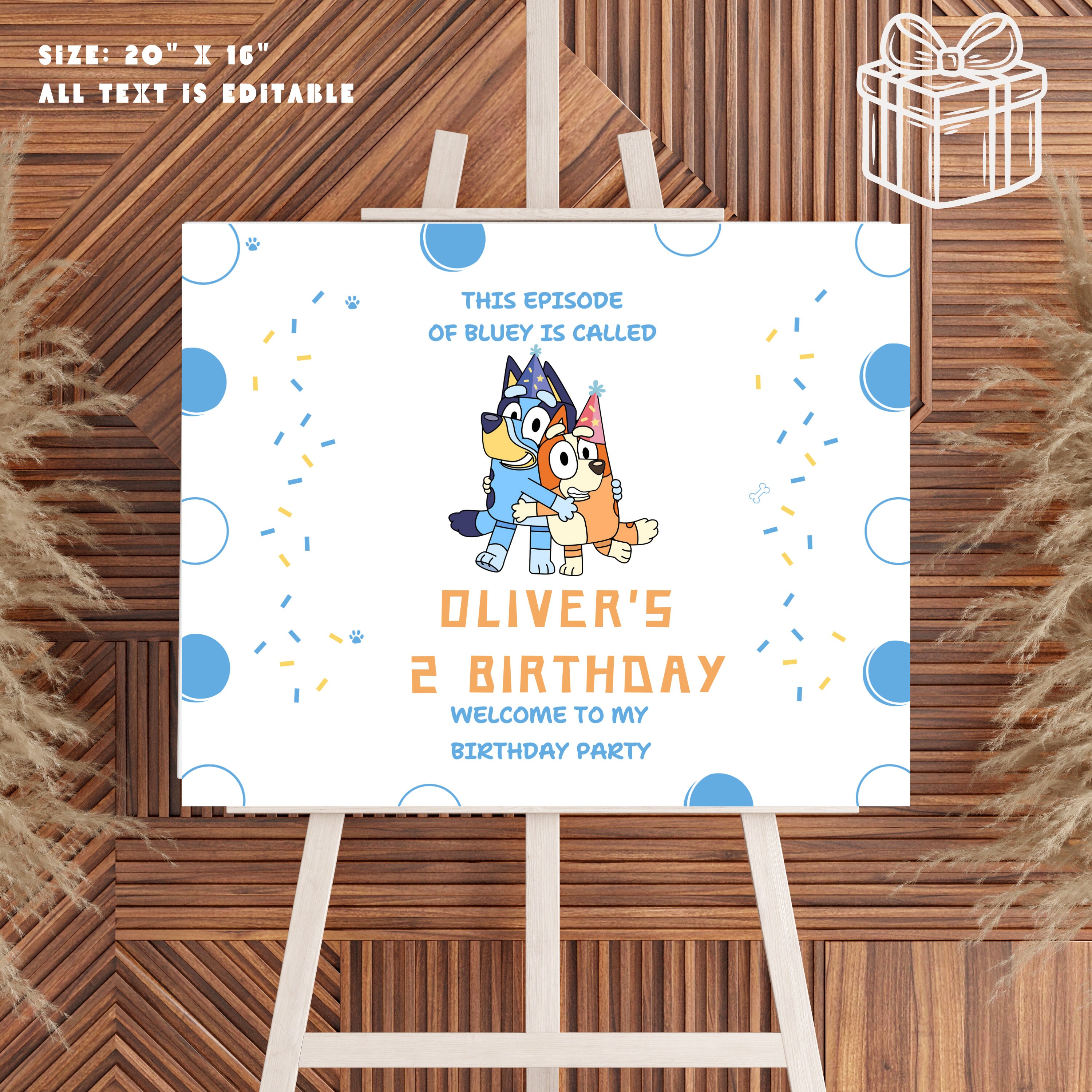 Bluey Birthday Welcome Sign Birthday Invitation Template printable Bluey Invite Editable in Canva Boys birthday Bluey Canva