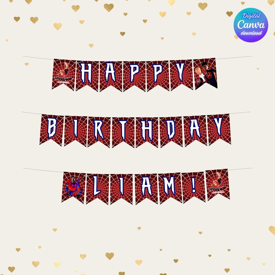 Spiderman Birthday Banner, Spiderman Birthday Decorations, Spiderman ...