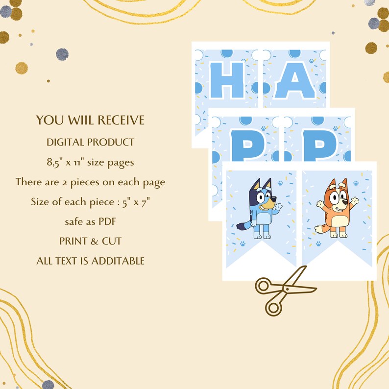Bluey Birthday Banner, Bluey Birthday Decorations, Bluey Banner Boy ...
