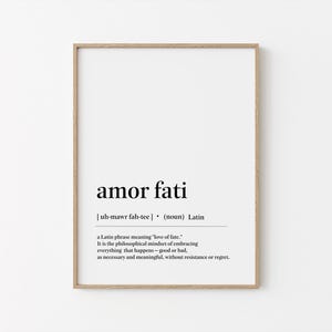 Amor fati definition print, Printable Wall Art, Stoic Wall Decor, Philisophy Poster, Dictionary Wall Art, Stoicism Art, Digital Download.