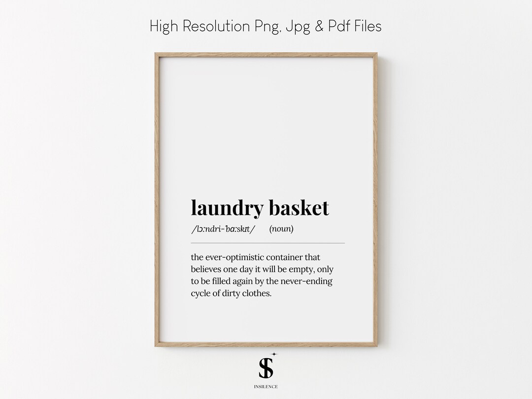 Laundry Basket Dictionary Print, Laundry Definition Print, Wall Art