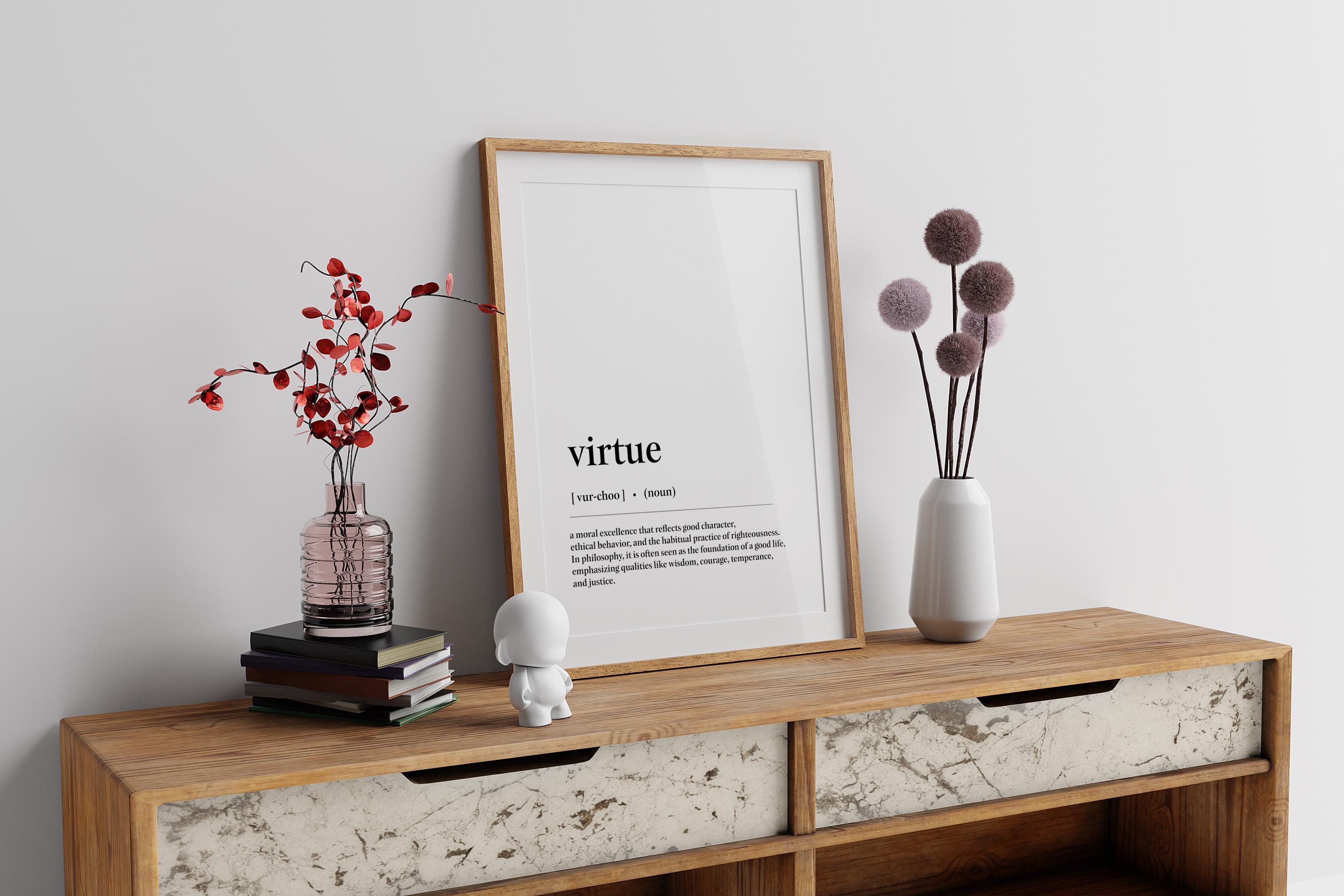 Virtue Definition Print, Printable Wall Art, Stoic Wall Decor ...
