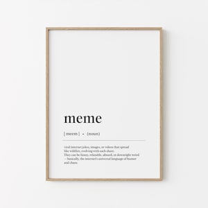 meme office definition print, memes dicitionary wall art, meme poster, printable meme art, minimalstic meme poster, digital download.