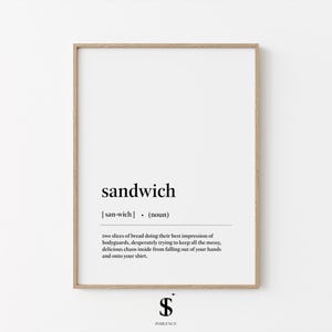 Sandwich Definition Print: Minimalist Food Art, Dictionary Poster (Digital Download)