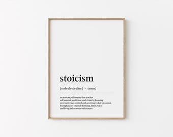Stoicism Definition Print: Ordboksväggkonst (digital nedladdning)