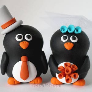 Custom Wedding Penguin Cake Topper image 6