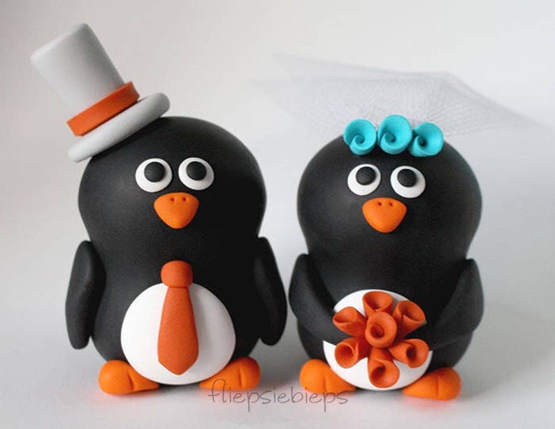 Custom Wedding Penguin Cake Topper image 6