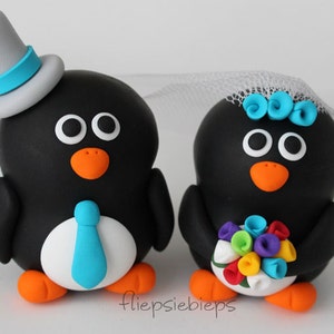 Custom Wedding Penguin Cake Topper image 5