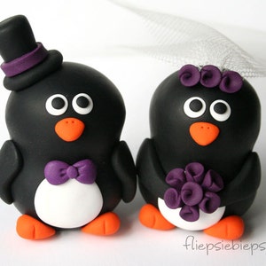 Custom Wedding Penguin Cake Topper image 2