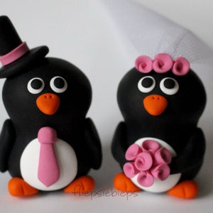 Custom Wedding Penguin Cake Topper image 8