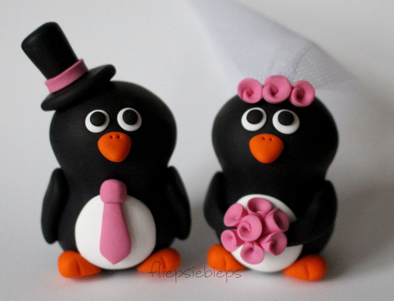 Custom Wedding Penguin Cake Topper image 8