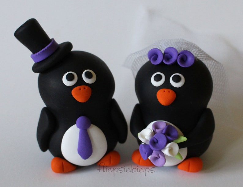 Custom Wedding Penguin Cake Topper image 9